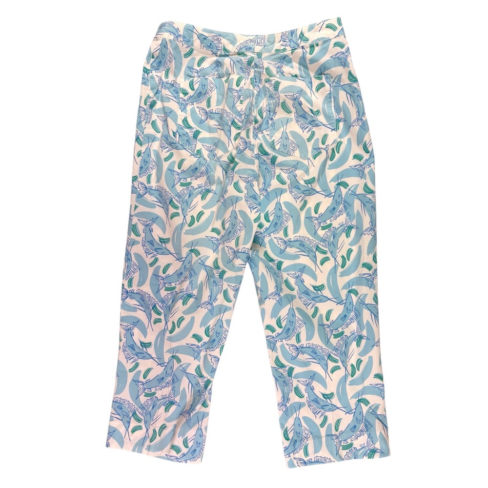 Vintage 90s Y2K Lilly Pulitzer Cropped Pants Capri S Swordfish Coastal Preppy - Picture 2 of 6
